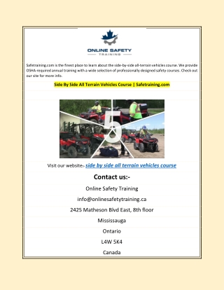 Side By Side All Terrain Vehicles Course | Safetraining.com