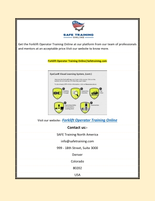 Forklift Operator Training Online|Safetraining.com