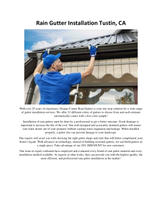 Rain Gutter Installation Tustin, CA