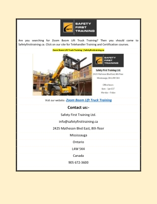 Zoom Boom Lift Truck Training | Safetyfirsttraining.ca