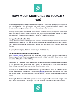 How Much Mortgage Do I Qualify For