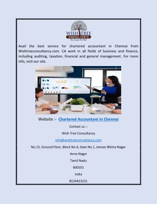 Chartered Accountant in Chennai | Wishtreeconsultancy.com