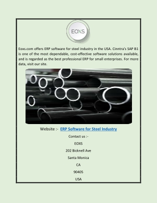 Erp Software for Steel Industry | Eoxs.com
