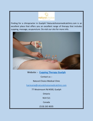 Cupping Therapy Guelph | Naturalchoicemedicalclinic.com
