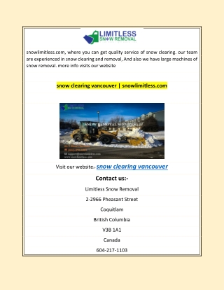 snow clearing vancouver | snowlimitless.com