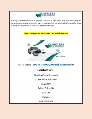 snow management vancouver | snowlimitless.com