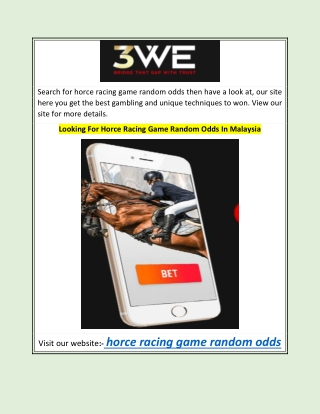 Looking For Horce Racing Game Random Odds In Malaysia