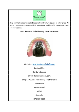 Best dentures in brisbane  Denture Square