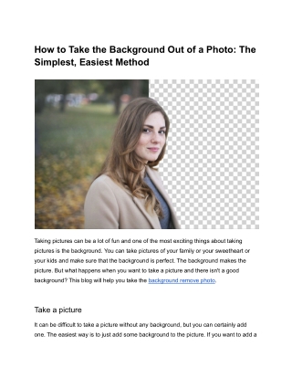 Learn How To Take the Background Out of a Photo Strategies For Beginners