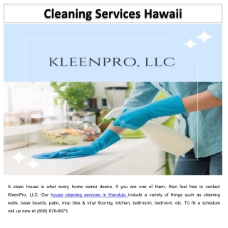 Cleaning Services Hawaii