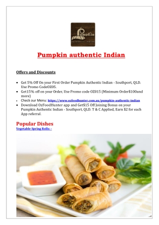 5% off - Pumpkin Authentic Indian Restaurant Southport Delivery, QLD