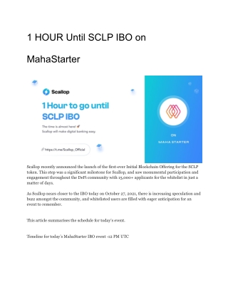 1 HOUR Until SCLP IBO on MahaStarter