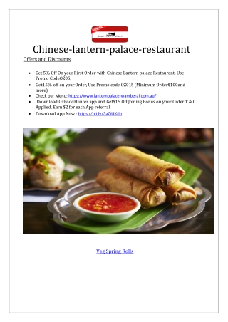 5% Off - Chinese Lantern Palace Restaurant Wamberal Menu, NSW
