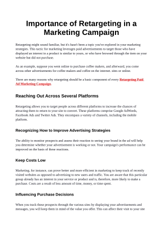 Importance of Retargeting in a Marketing Campaign