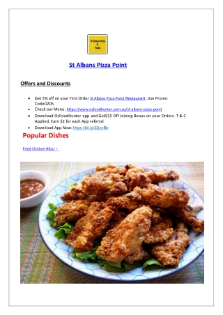 5% Off - St Albans Pizza Restaurant Point Menu, VIC