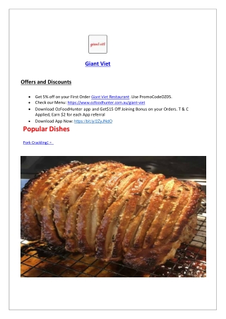 15% Off - Giant Viet Vietnamese Takeaway Menu St Kilda, VIC