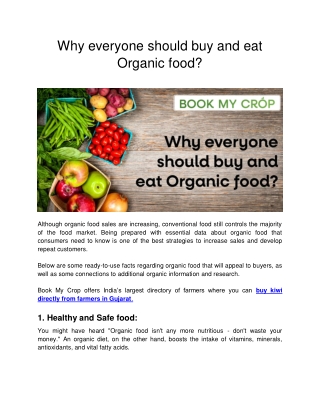 Why everyone should buy and eat Organic food ?