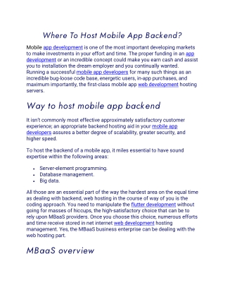 Where To Host Mobile App Backend