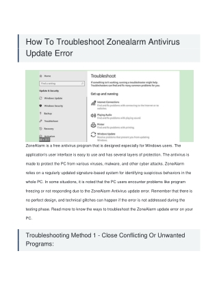 How To Fix Zonealarm Antivirus Update Error-converted