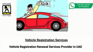 Vehicle Registration Renewal Services Provider in UAE