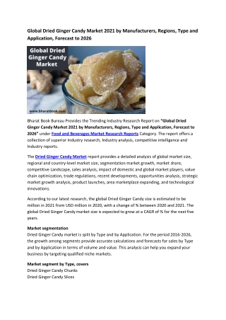 Global Dried Ginger Candy Market Research Report 2021-2026