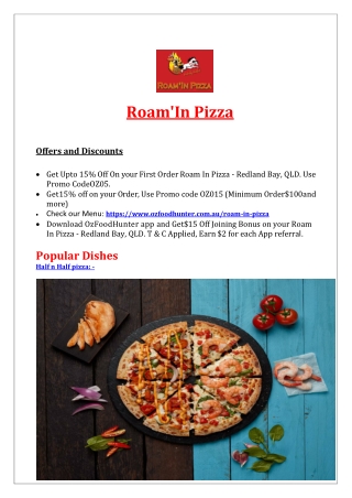 15% Off – Roam In Pizza Redland Bay Delivery, QLD