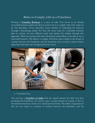 Rules to Comply with as a Franchisee