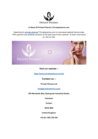 In Need Of Private Pharma _ Privatepharma