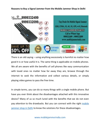 Reasons to Buy a Signal Jammer from the Mobile Jammer Shop in Delhi