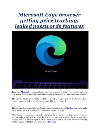 Microsoft Edge browser getting price tracking, leaked passwords features