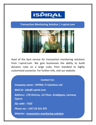 Transaction Monitoring Solution | I-spiral.com