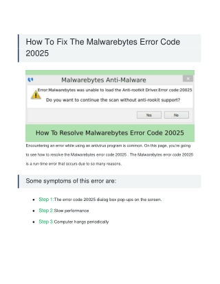How To Fix Malwarebytes Error Code 20025