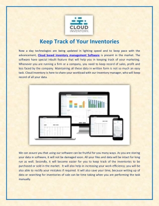 Cloud based Inventory Management Software for Track of Your Inventories
