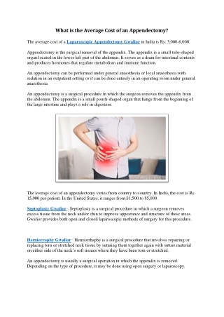 An Average Cost of an Appendectomy