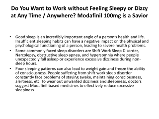 Do You Want to Work without Feeling Sleepy