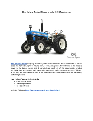 New Holland Tractor Mileage in India 2021 | Tractorgyan