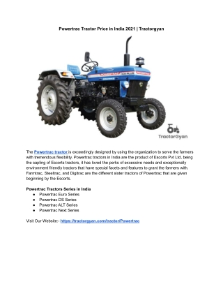 Powertrac Tractor Price in India 2021 | Tractorgyan