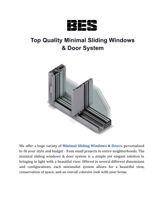 Top Quality Minimal Sliding Windows & Door System - BES