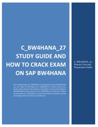 C_BW4HANA_27 Study Guide and How to Crack Exam on SAP BW4HANA