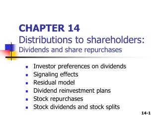 CHAPTER 14 Distributions to shareholders: Dividends and share repurchases