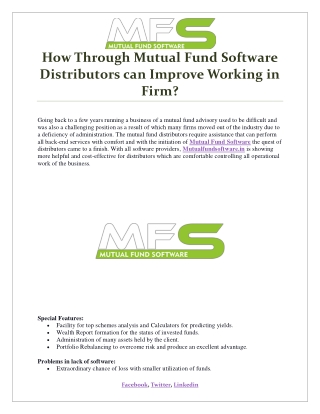 How Through Mutual Fund Software Distributors can Improve Working in Firm