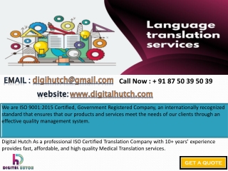 ISO Certified Translation Company | Translation Services | Digital Hutch