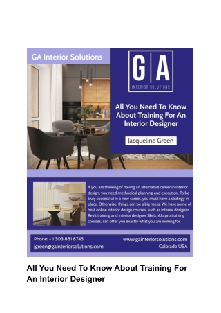 All You Need To Know About Training For An Interior Designer