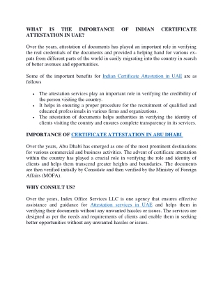 INDIAN CERTIFICATE ATTESTATION IN UAE