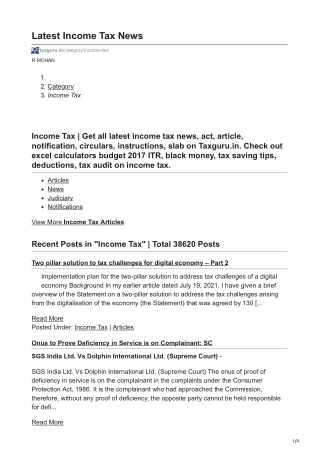 Latest Income Tax News, Circular, Act, Slab, Articles, Notification