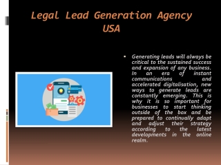 Legal Lead Generation Agency USA