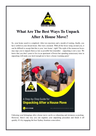 What Are The Best Ways To Unpack After A House Move?