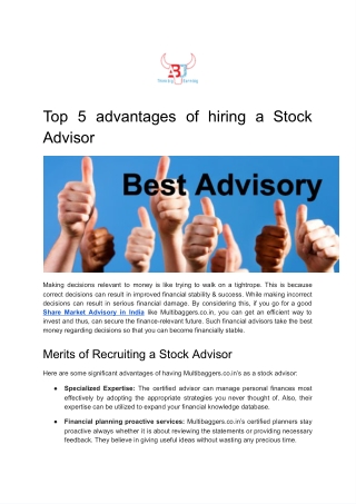 Top 5 advantages of hiring a Financial Advisor (Used) .docx - Google Docs