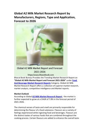 Global A2 Milk Market Research Report by Manufacturers, Regions, Type and Application, Forecast to 2026