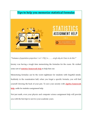 Tips to help you memorize statistical formulas